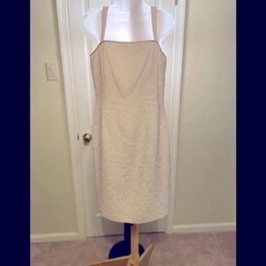 Stresa - Woman’s rich cream color paisley embossed pattern, s/less dress…